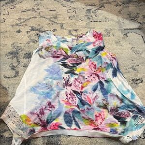 Time and Tru Multicolor Floral Tank Top